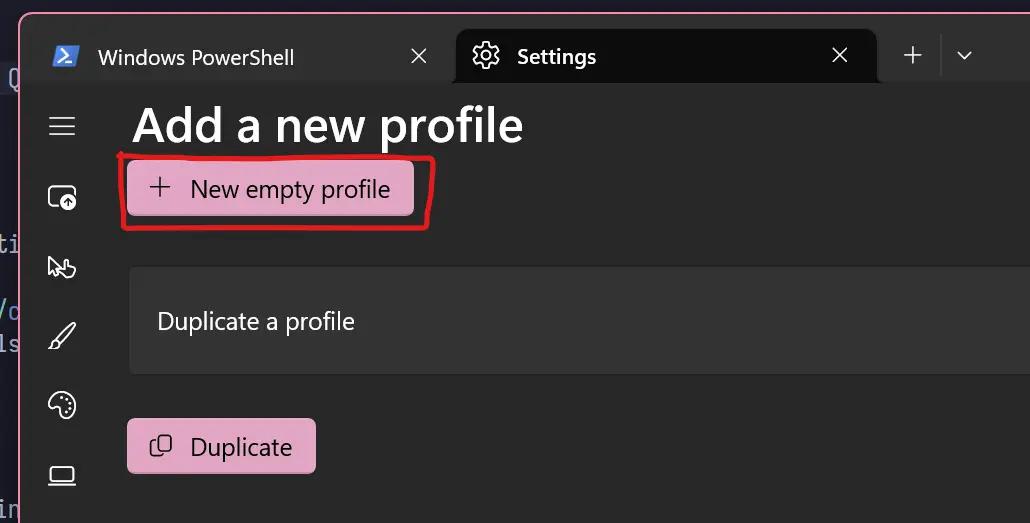 new empty profile